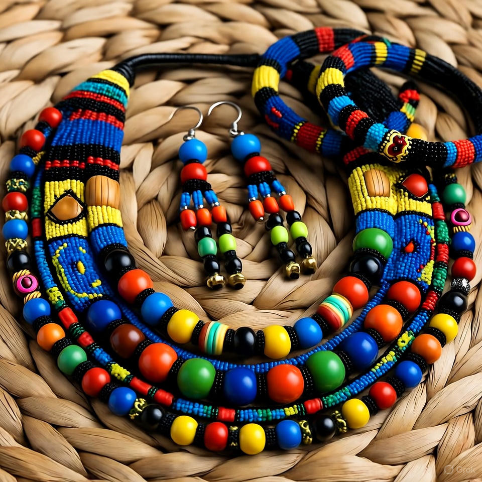 Vibrant African bead jewelry representing cultural heritage.