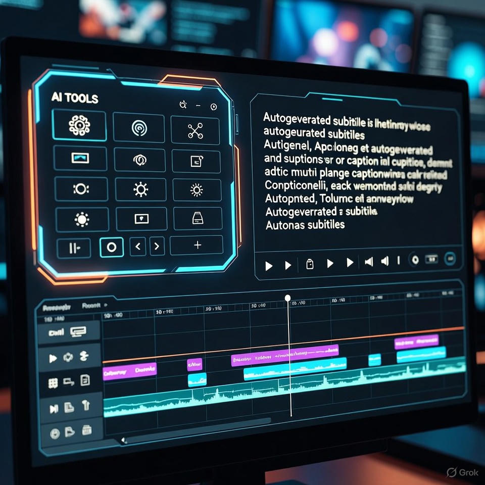 Automated video creation screen showing AI editing interface.
