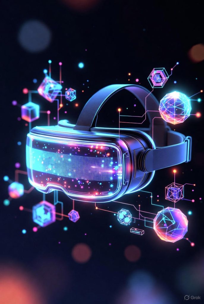 VR headset with holographic effects,