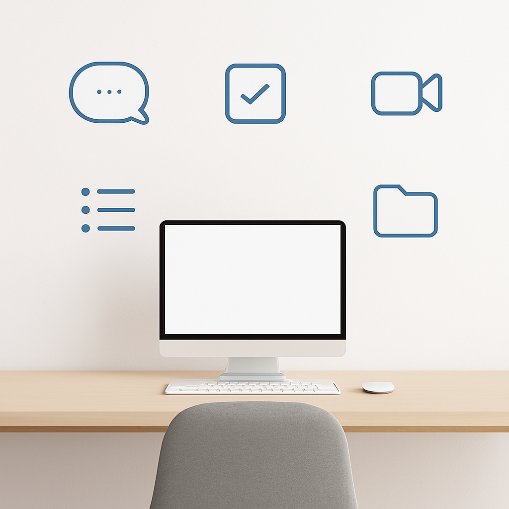 Smart home office with advanced tech features.