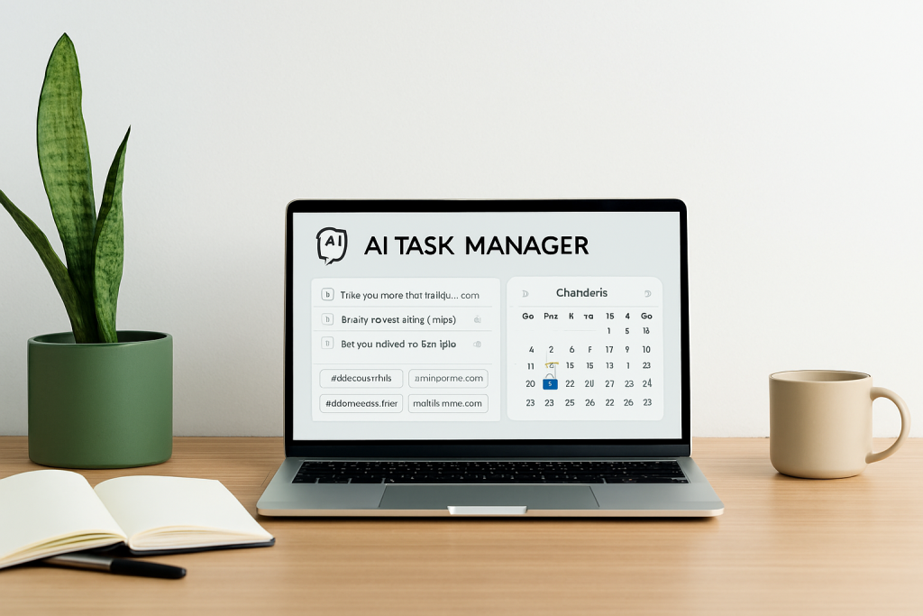 AI productivity dashboard on laptop
