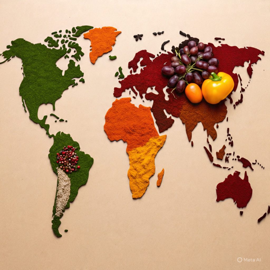 Global cuisines food map design