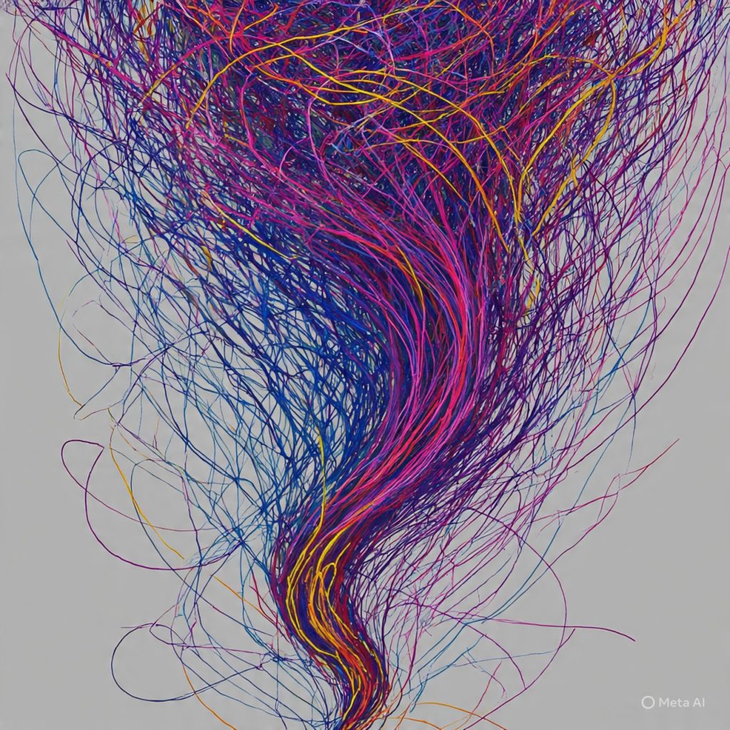 Abstract tangled lines transforming into smooth lines