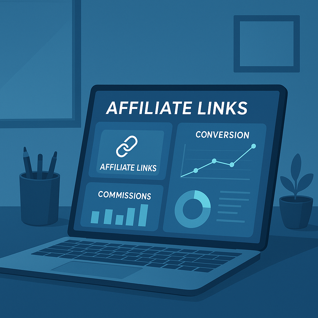 Affiliate marketing dashboard showing earnings and analytics.