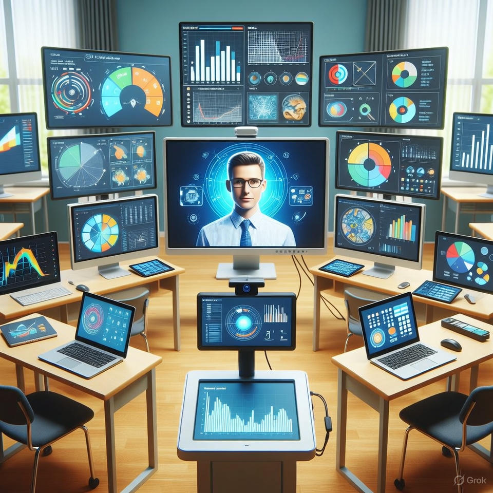 AI-powered learning screen in digital classroom.