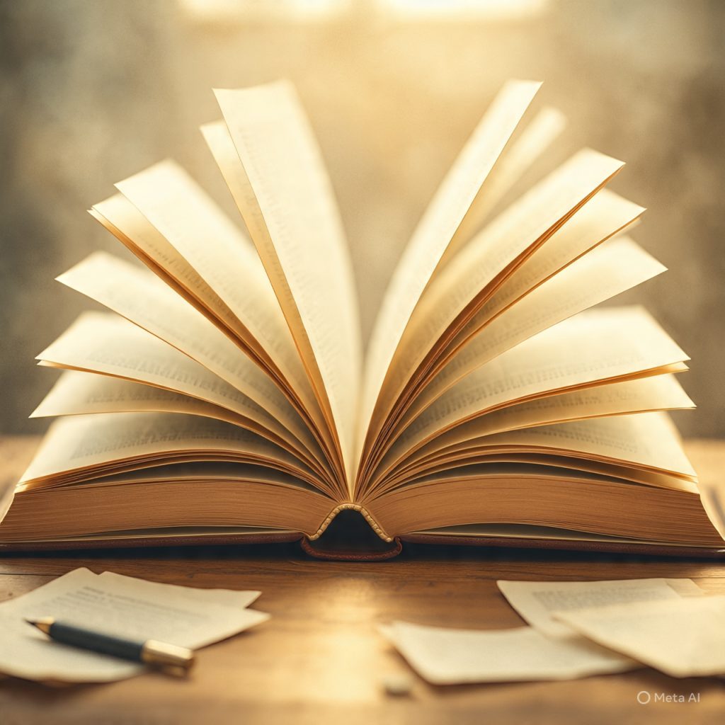 Watercolor book opening with light inside