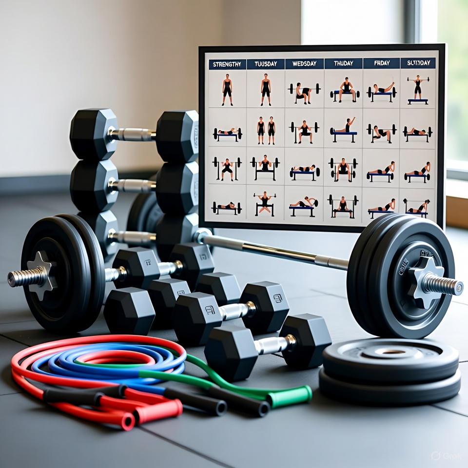 Strength training equipment with workout guide