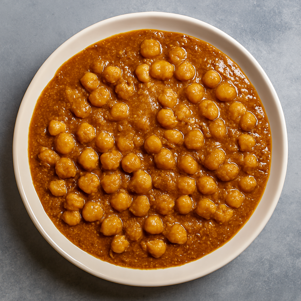 Spicy chole masala with chickpeas.