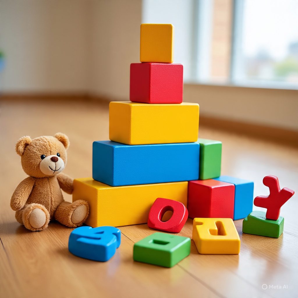 Early learning toys and alphabet blocks