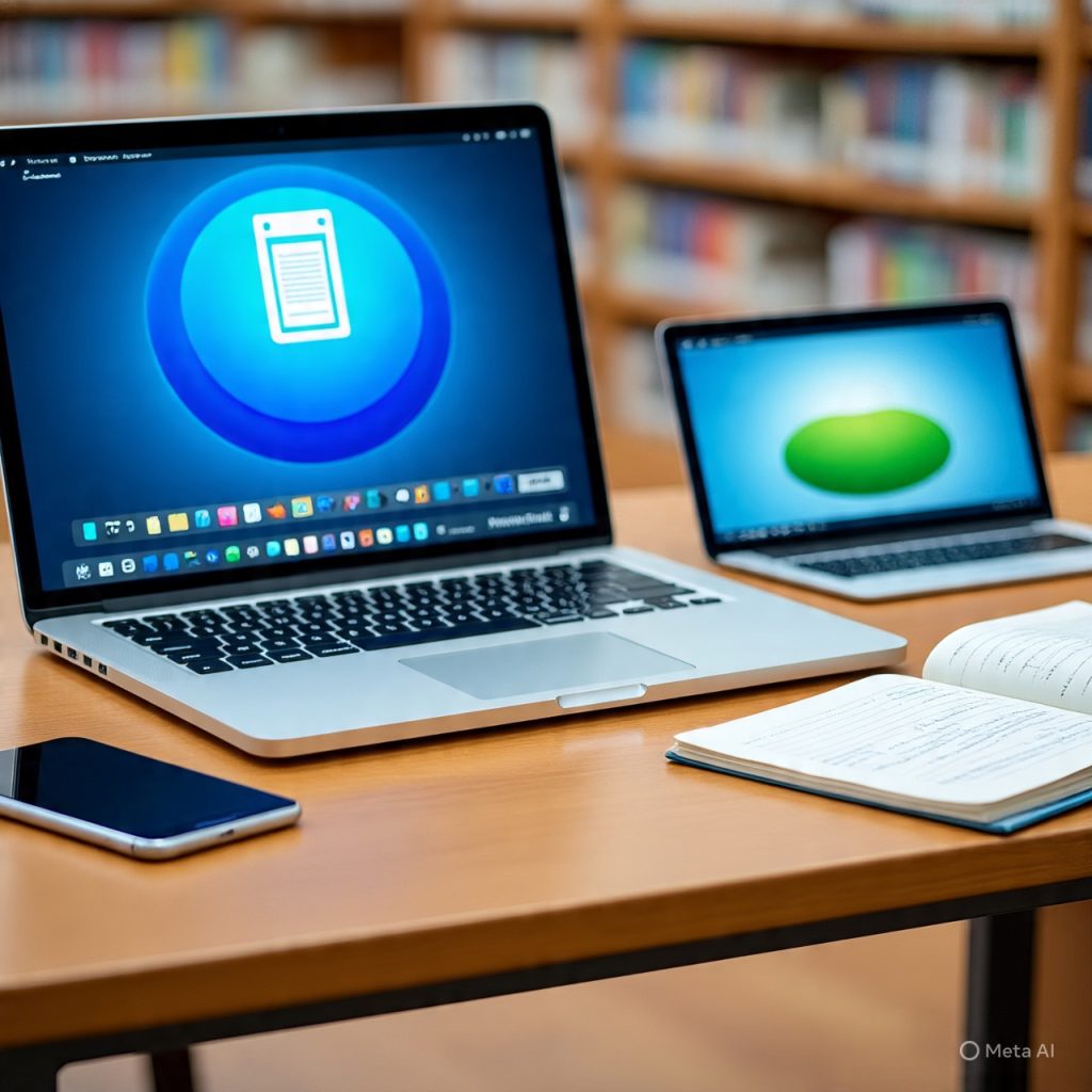 Educational tools with books and digital devices