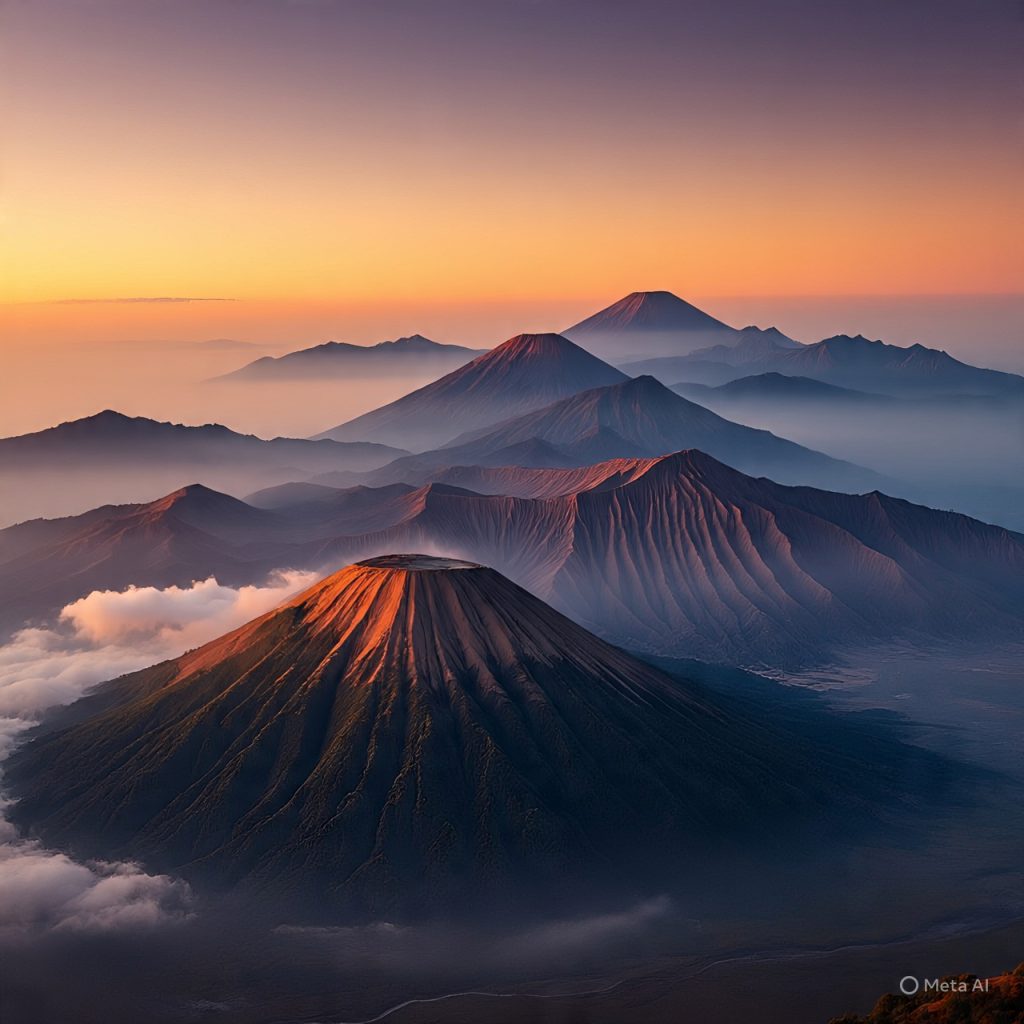 Educational and cultural travel experiences reflected in sunrise over misty mountains