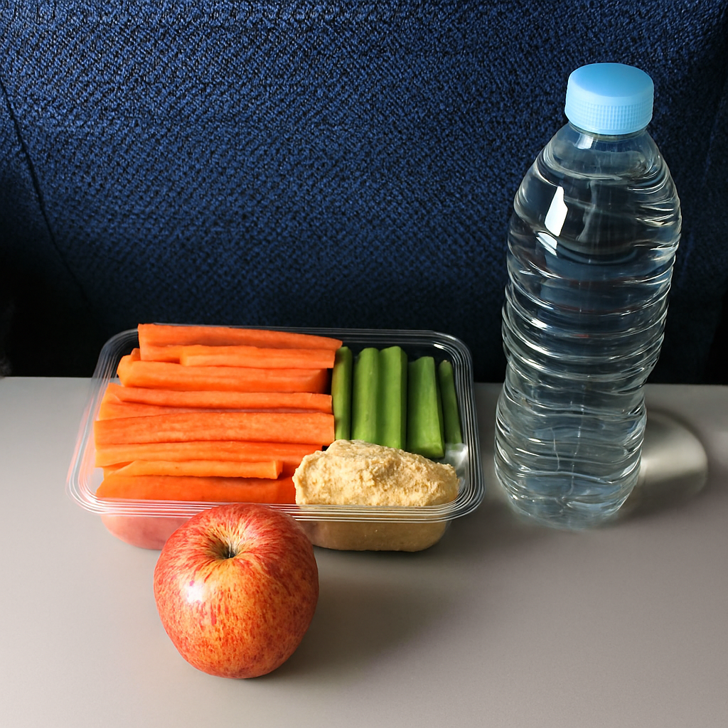 Fresh travel snacks arranged neatly