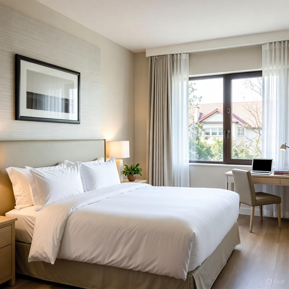 Cozy hotel room setup