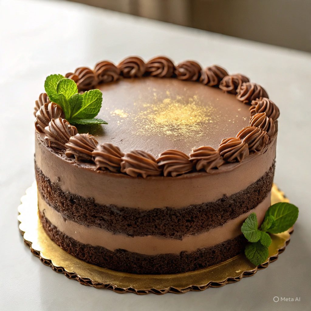 “Classic chocolate cake with rich frosting