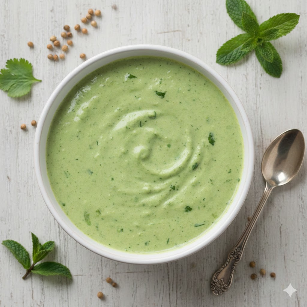 Mint-coriander chutney top view