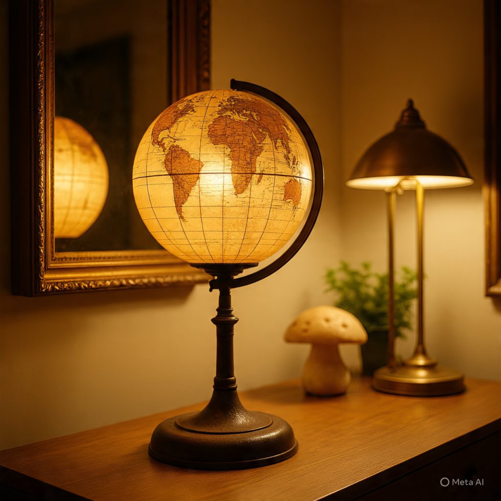 Retro home office with iconic 70s lighting