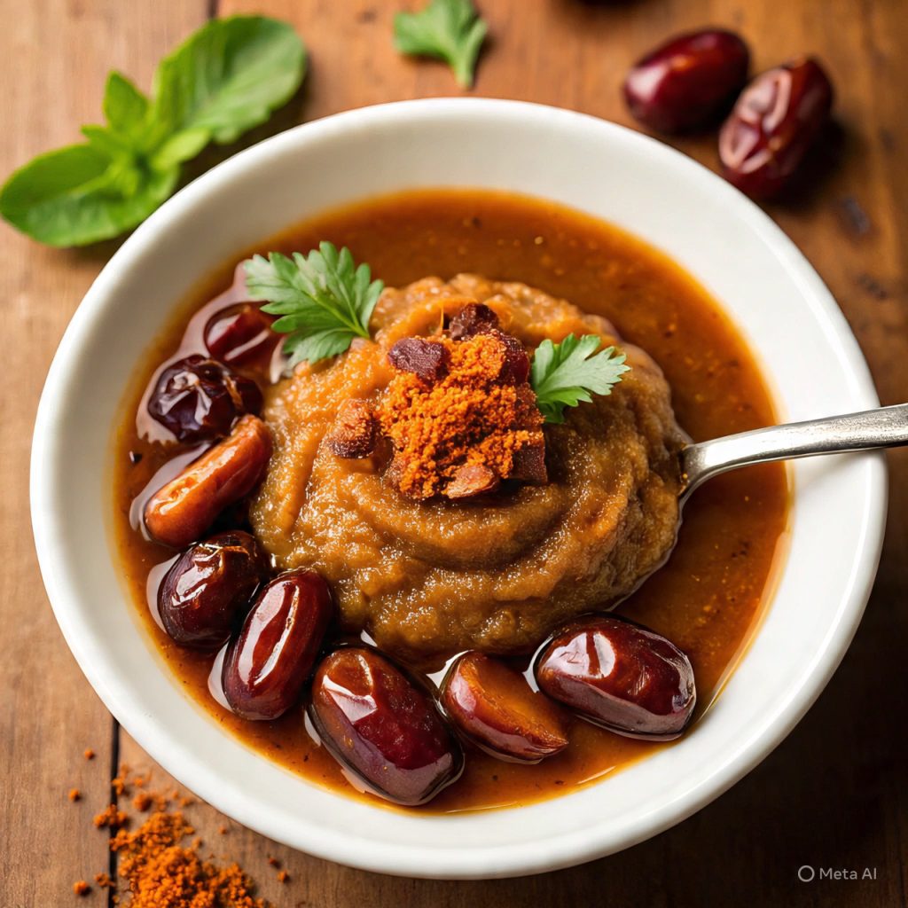 Tamarind chutney with dates and jaggery