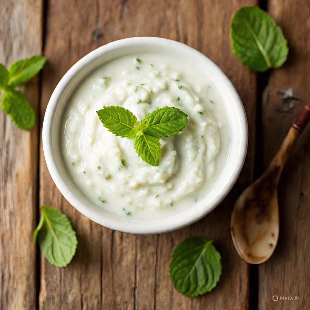 “Creamy Coconut Chutney in a ceramic bowl with curry leaf tempering



.”