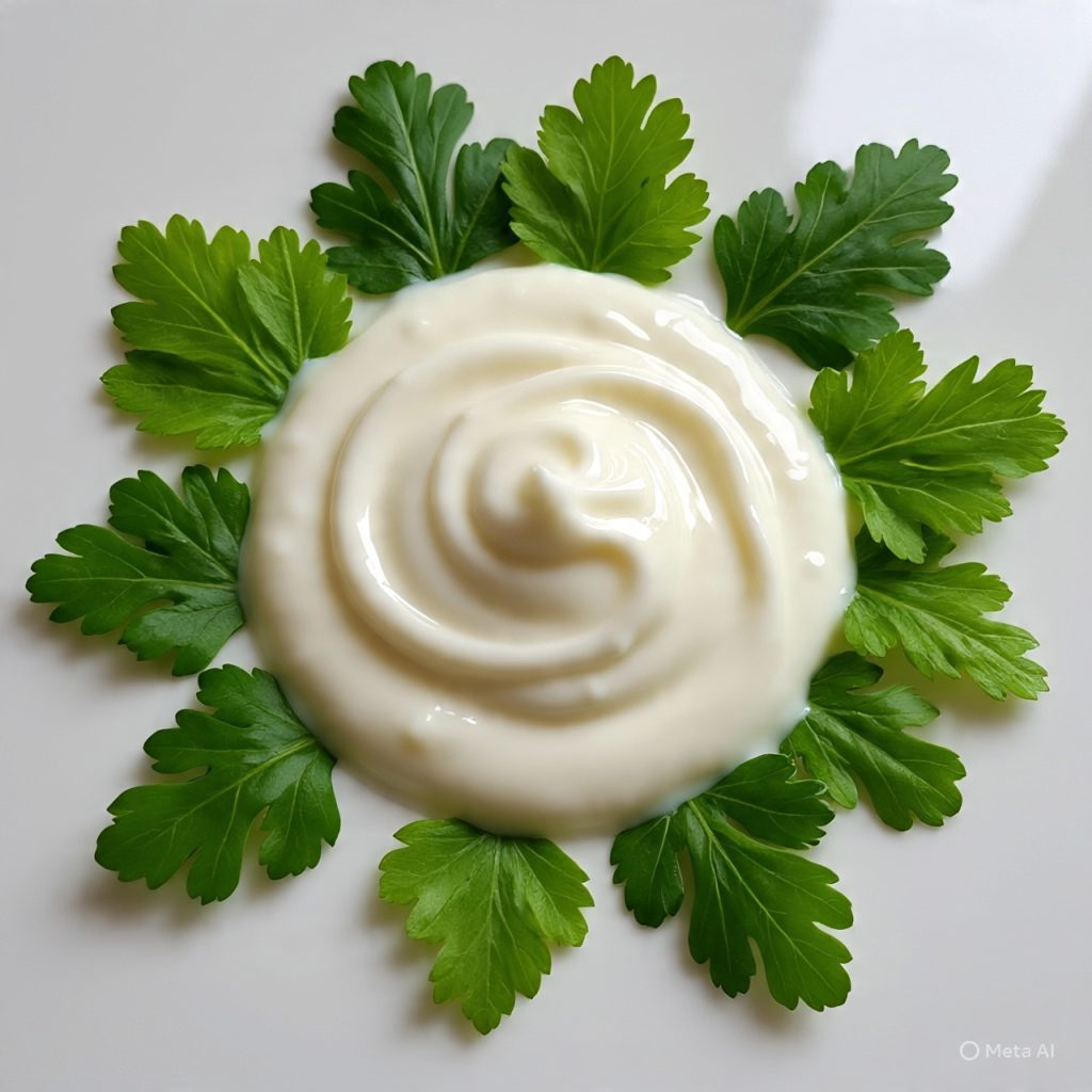 “Smooth and tangy Delicious Yogurt Chutney displayed with simple seasoning, no people.