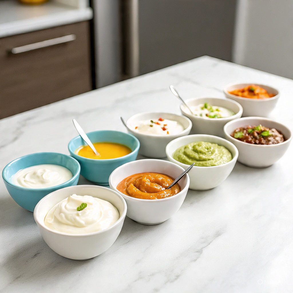 Herbed Delicious Yogurt Chutney with cumin and salt in a rustic bowl, no people